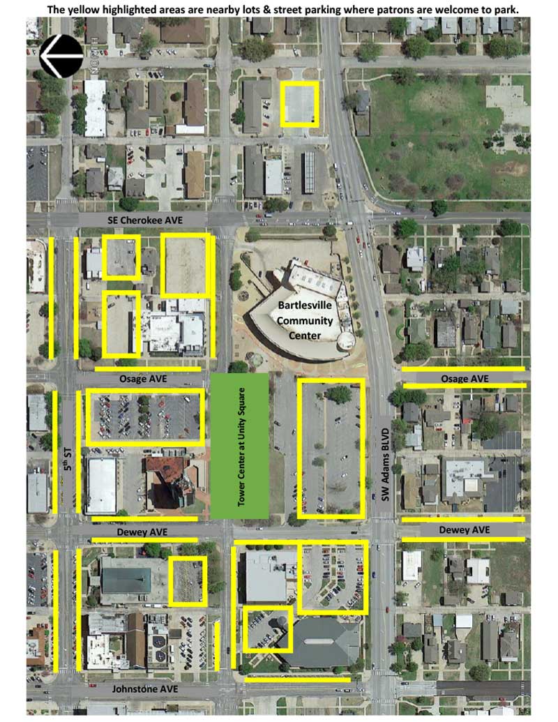 Downtown parking for the Bartlesville Community Center
